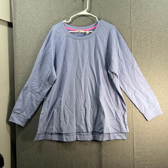 Isaac Mizrahi Live! Tops - Isaac Mizrahi Live! Soho French Terry Pullover Dusty Cool Blue X-Large